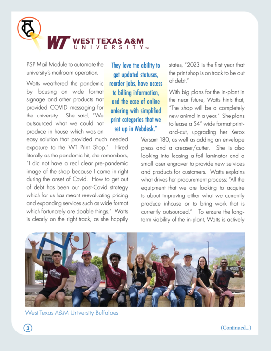 West Texas A&M Page 3
