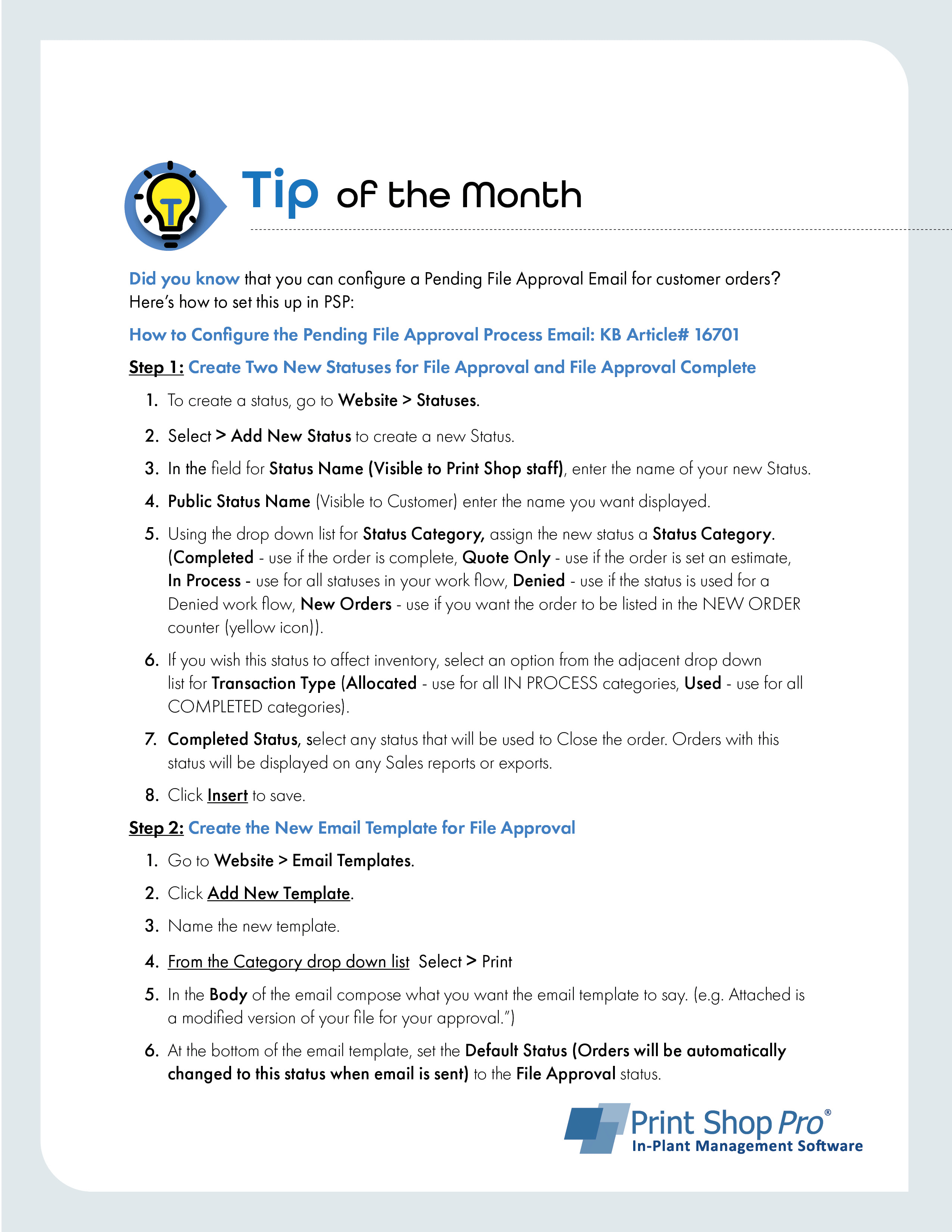October Tip of the Month